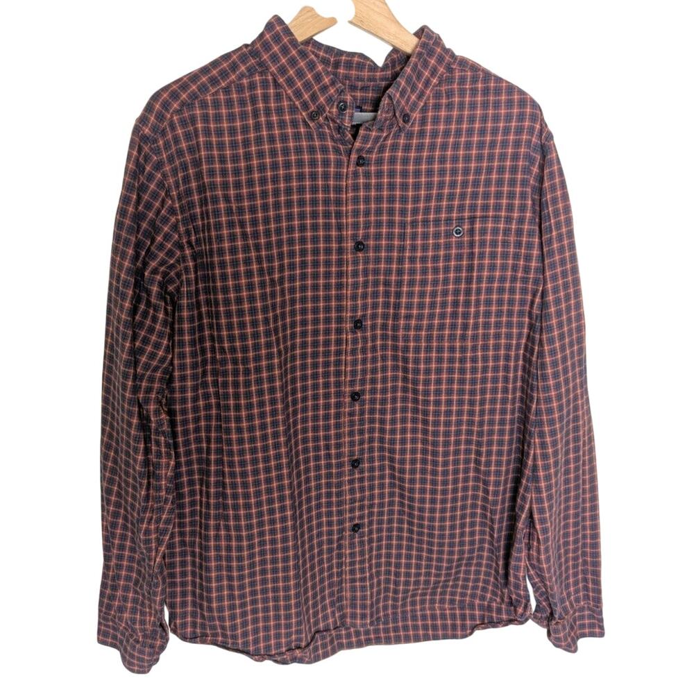 Patagonia Organic Cotton Red Blue Plaid Button Down Shirt Men L Sustainable